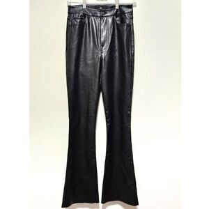 7 For All Mankind Faux Leather Flare Pants Black Sz 25